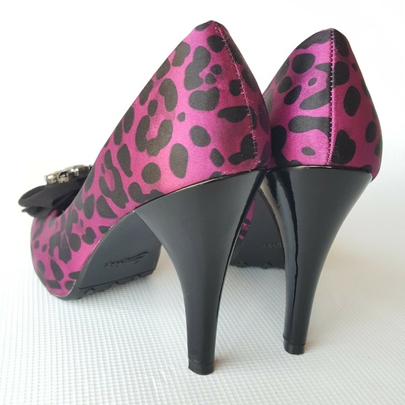Candie’s Satin Purple Leopard Print Pumps Size 8.5 - Picture 5 of 8